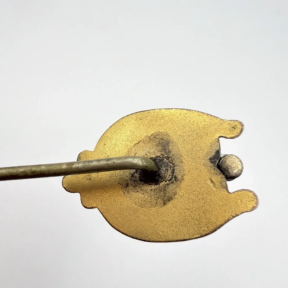 Vtg Art Nouveau Gold-Tone Stick Pin Turquoise Blue Cab